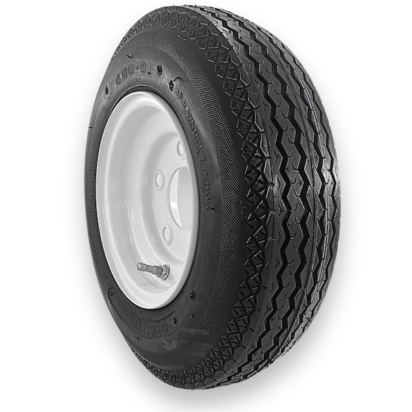 Rubbermaster 4.80-8 6 Ply Highway Rib Tire And 5 On 4.5 Stamped Wheel Assembly